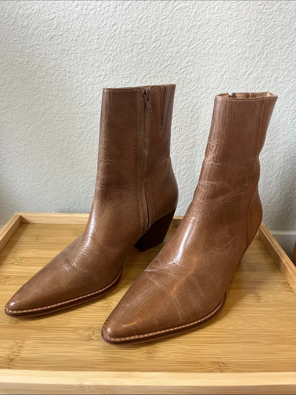 Matisse Tan Caty Pointed-Toe Leather Ankle Booties - Picture 2 of 5